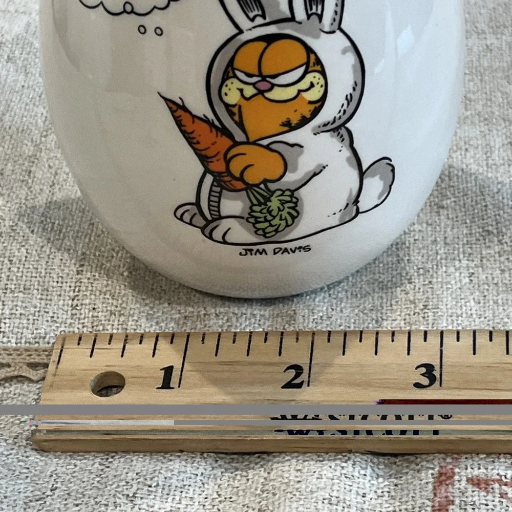 Garfield Cat Ceramic Easter Egg Coin Bank 1978 Vtg Enesco Jim Davis Here Rabbit